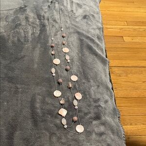 Charming Charlie Pink Bead & Shell Layered Necklace